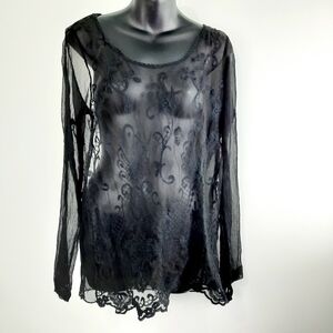 ❤️ Elegant Black Lace Sheer Blouse